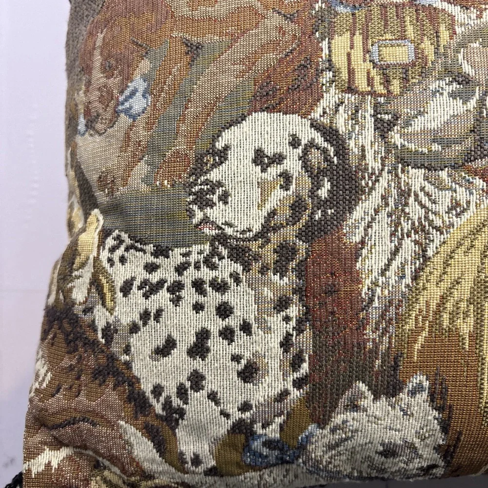Vintage Dog Tapestry Throw Pillow Corgi Dalmatian Terrier Lab‎ 16x16